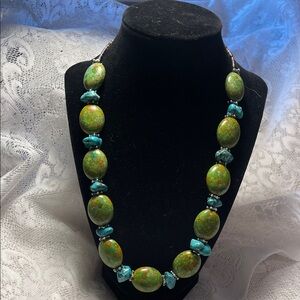 Turquoise and Green Beaded Necklace